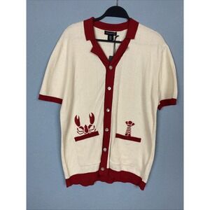 NWT AOR Art of Rhetoric Polo Mens M Button Up Knit Cardigan Short Sleeve Lobster